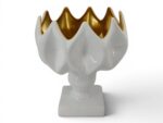 CERAMICA- TAÇA ARANHA C/PE COR:BRANCO/OURO