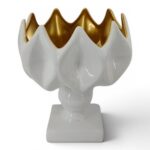 CERAMICA- TAÇA ARANHA C/PE COR:BRANCO/OURO