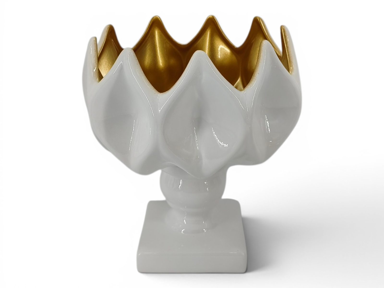 F84.000162.2 CERAMICA- TAÇA ARANHA C/PE COR:BRANCO/OURO - Image 1