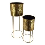 CONJ.2 VASOS METAL C/SUPORTE COR:OURO