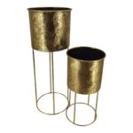 CONJ.2 VASOS METAL C/SUPORTE COR:OURO
