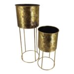CONJ.2 VASOS METAL C/SUPORTE COR:OURO