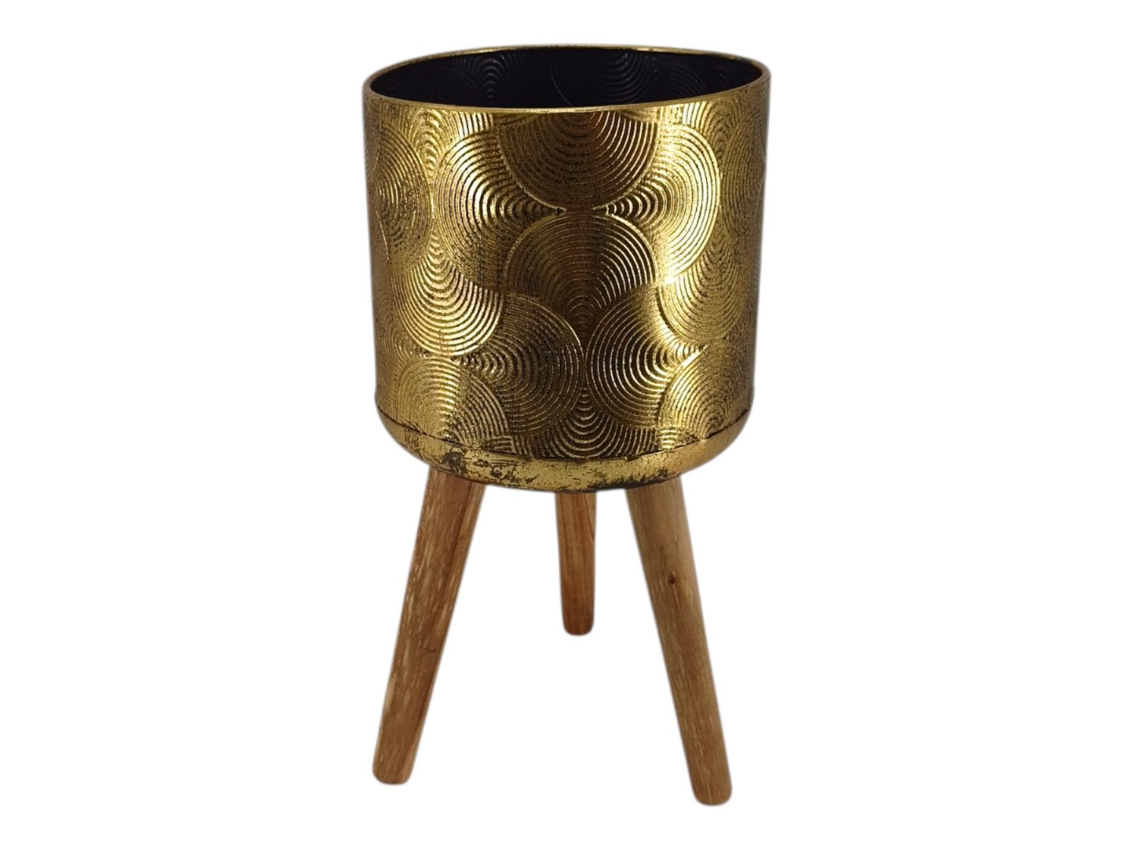 VL-15455. VASOS METAL C/PES MADEIRA COR:OURO - Image 1
