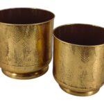 CONJ.2 VASOS METAL COR:DOURADO