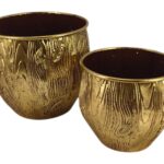 CONJ.2 VASOS METAL COR:DOURADO