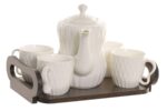 SERVICO DE CAFE PORCELANA CONJ.6 C/TABULEIRO BAMBU