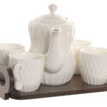 SERVICO DE CAFE PORCELANA CONJ.6 C/TABULEIRO BAMBU