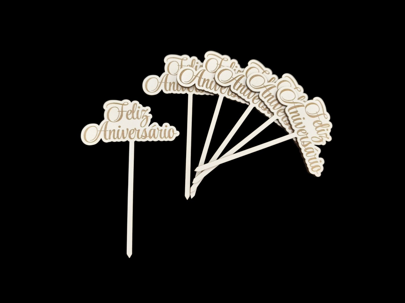 130.000056 ESPETO MDF PACK/6 FELIZ ANIVERSARIO - Image 1