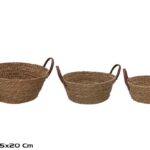CONJ.3 CESTO FIBRA NATURAL C/ALÇAS