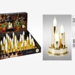 SUPORTE C/3 VELAS METAL+PLASTICO 2XAA COR:OURO