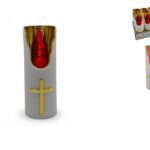 CANDEEIRO ELETRICO C/CRUZ COR:BRANCO/OURO