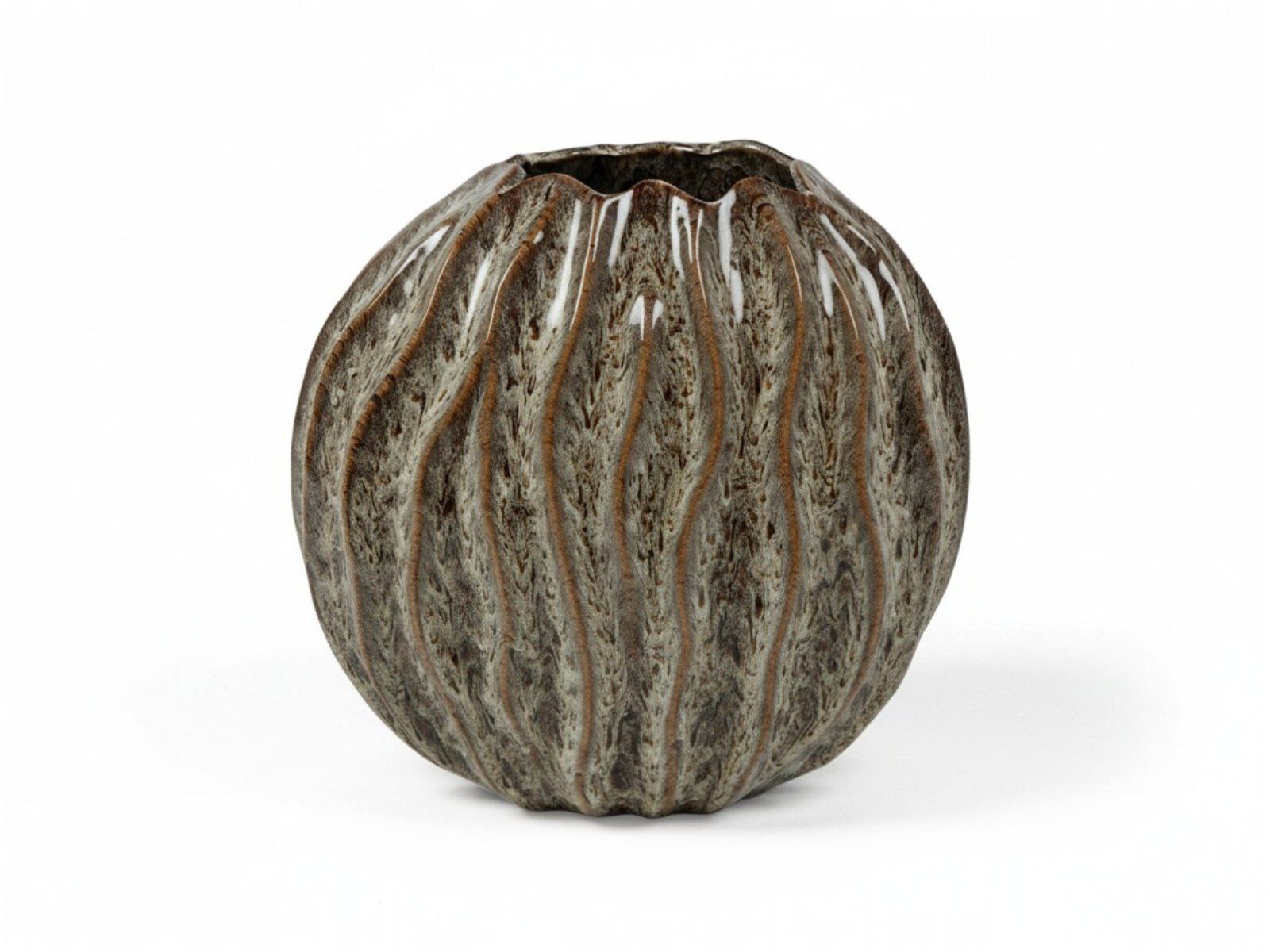 836590. CERAMICA- JARRA KORALI COR:CASTANHO/CREME - Image 1