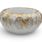CERAMICA- TAÇA KANSAS PEQ. COR:BRANCO/OURO