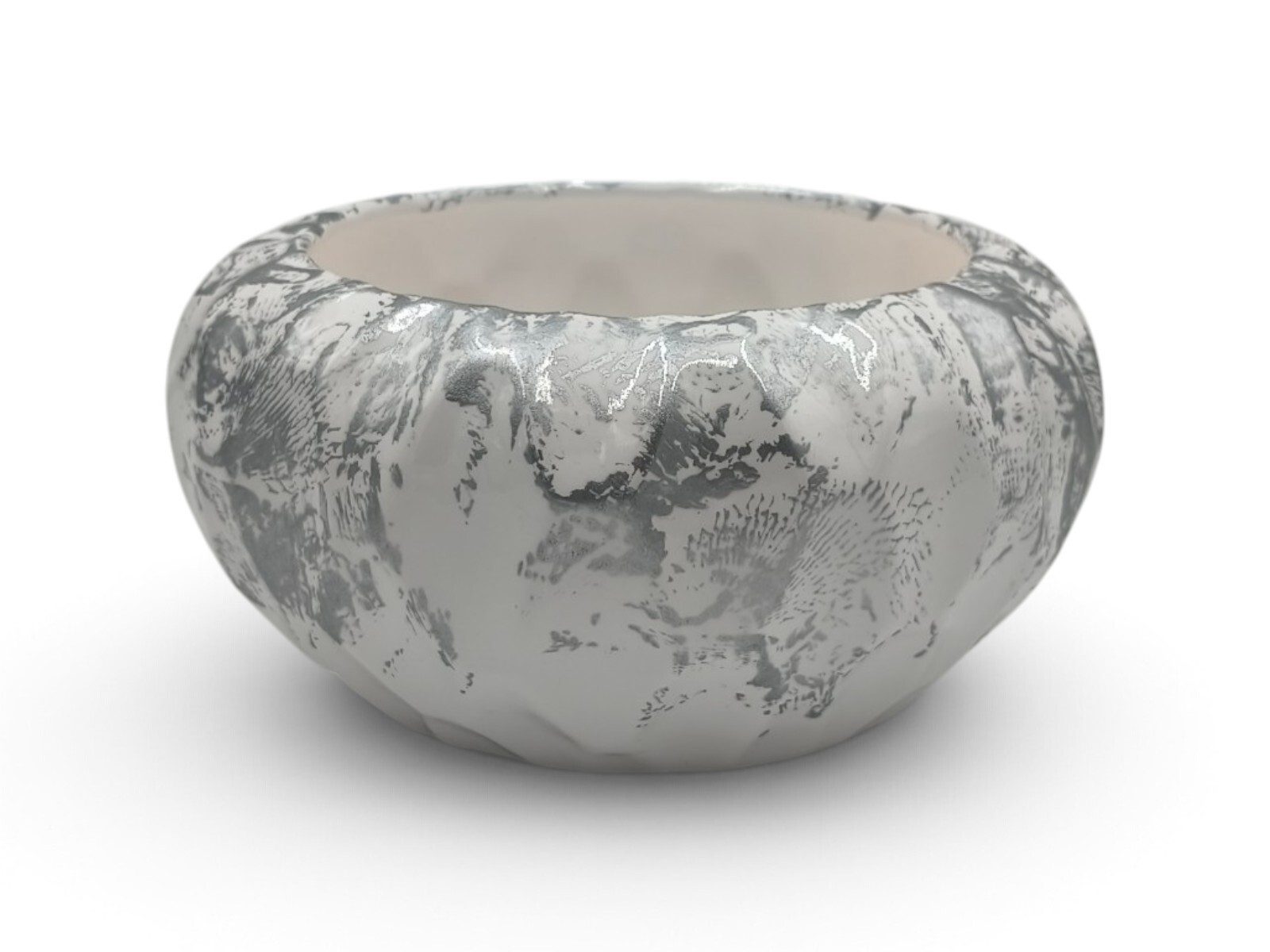 F84.000089.8 CERAMICA- TAÇA KANSAS PEQ. COR:BRANCO/PRATA - Image 1