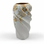 CERAMICA- JARRA ESPIRAL DIA23X45ALT. CM COR:BRANCO/OURO