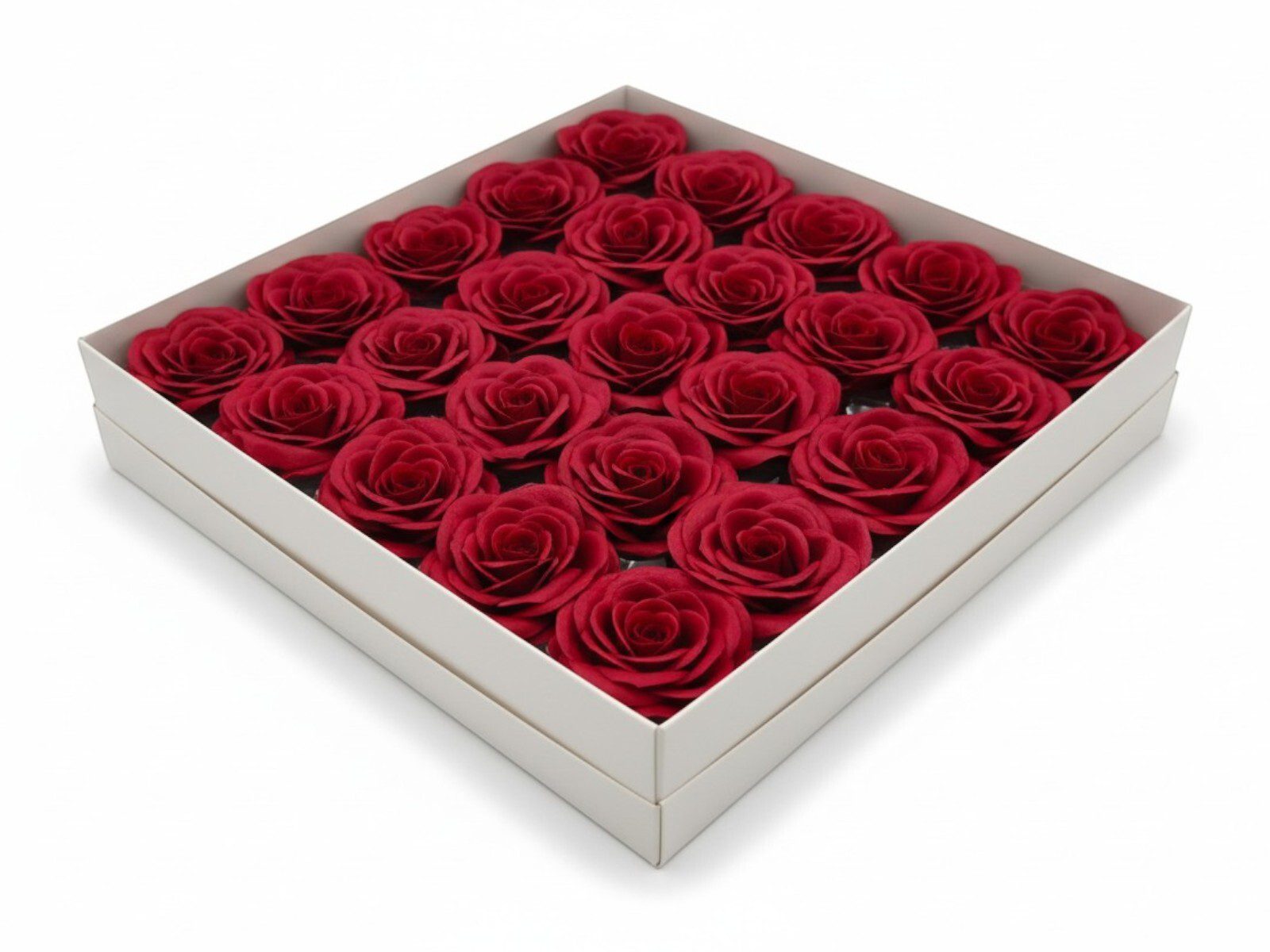 136.000012 CAIXA C/25 ROSAS SABAO DIA. 6CM COR:BORDO - Image 1