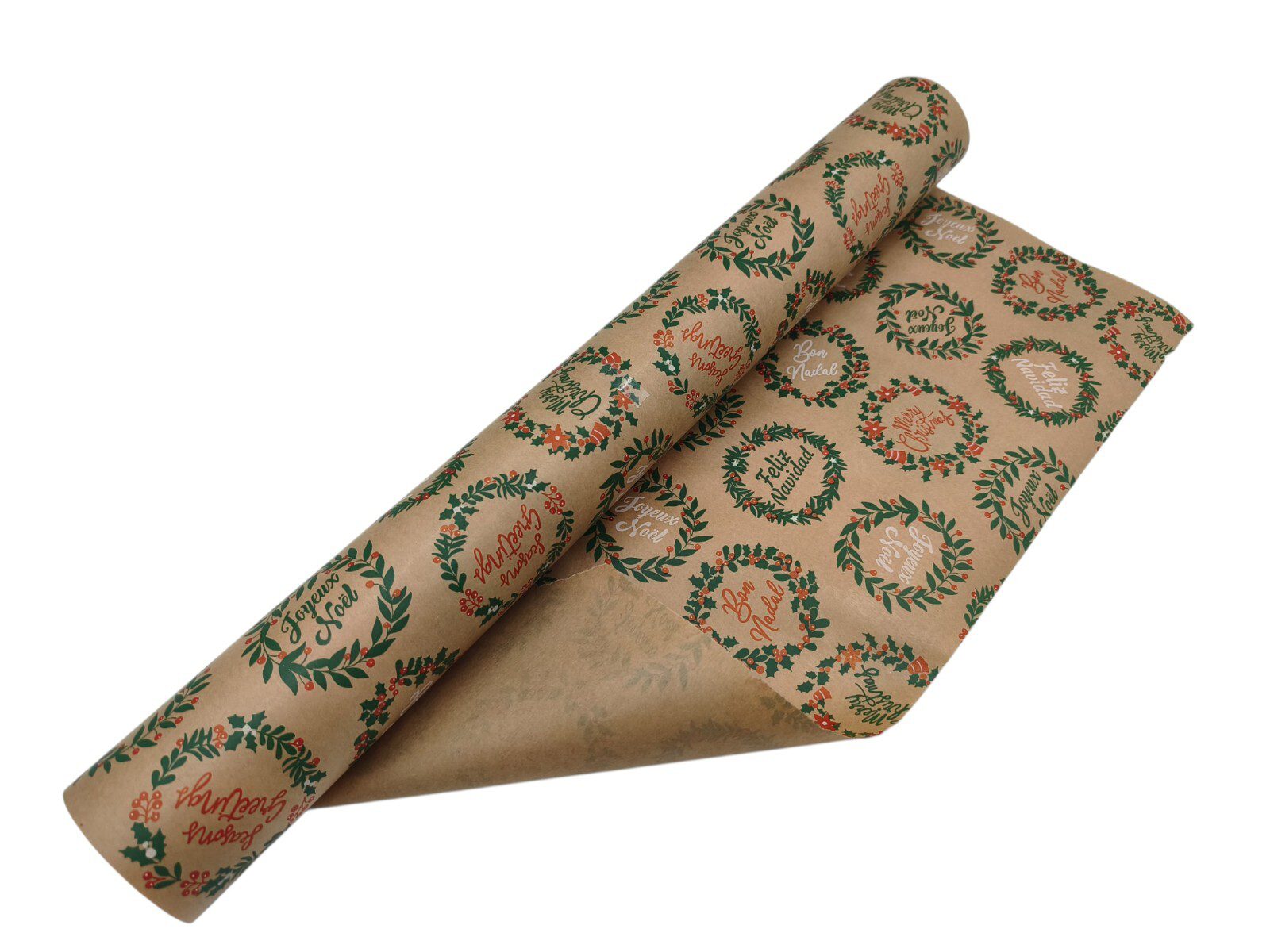 66.000226 ROLO PAPEL KRAFT 70CMX50MTS FELIZ NATAL - Image 1