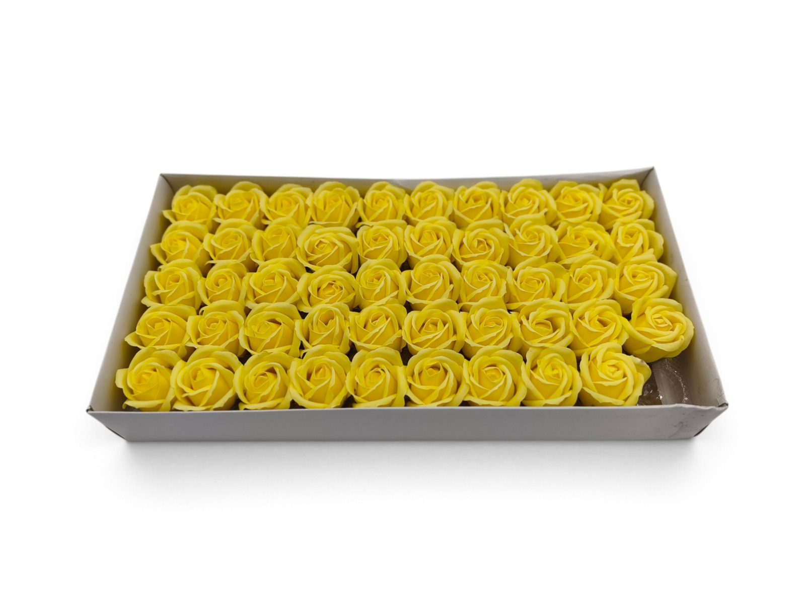 136.000022 CAIXA C/50 ROSAS SABAO DIA. 5CM COR:AMARELO CLARO - Image 1