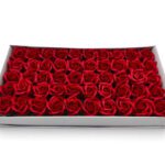 CAIXA C/50 ROSAS SABAO DIA. 5CM COR:VERMELHO ESC.