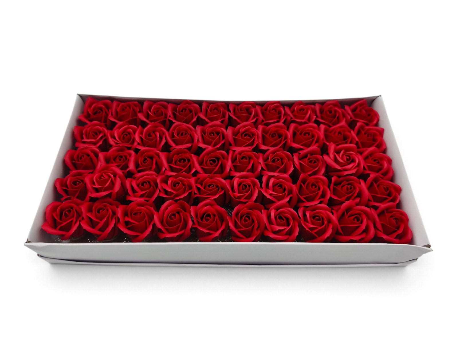 136.000040 CAIXA C/50 ROSAS SABAO DIA. 5CM COR:VERMELHO ESC. - Image 1