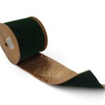 FITA VELUDO 10CMX10MT. REBORDO DOURADO COR:VERDE