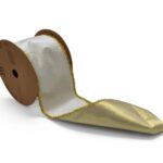 FITA VELUDO 10CMX10MT. REBORDO DOURADO COR:BRANCO