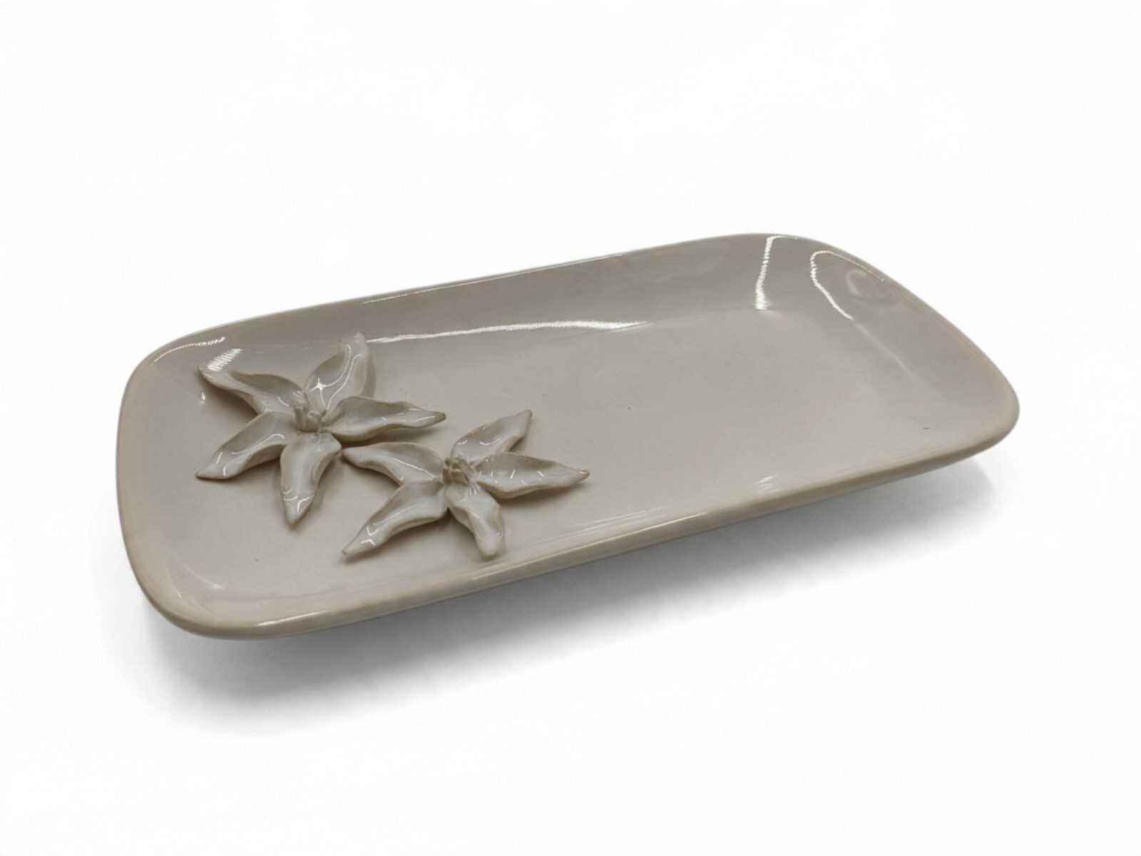 LH-15590 TRAVESSA CERAMICA C/RELEVO PETALAS COR:SNOW - Image 1