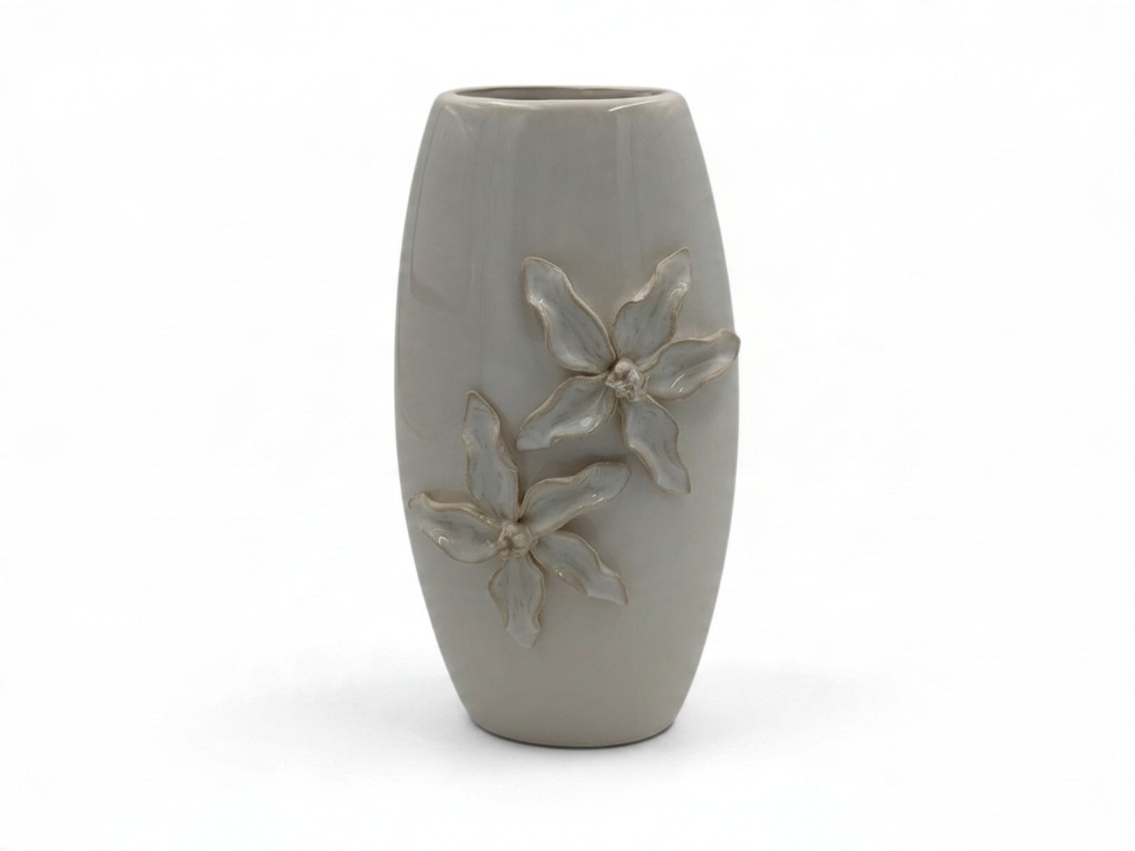 LH-15592 JARRA CERAMICA C/RELEVO PETALAS COR:SNOW - Image 1